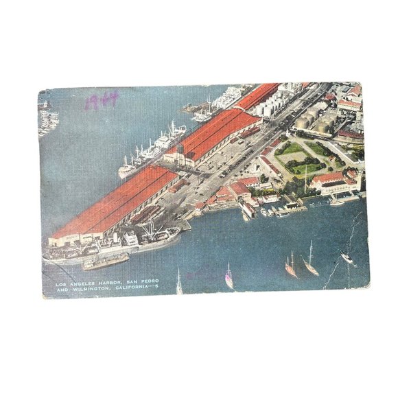 Vintage Postcard los Angeles Harbor San Pedro Wilmington California u Topograph - Picture 1 of 3